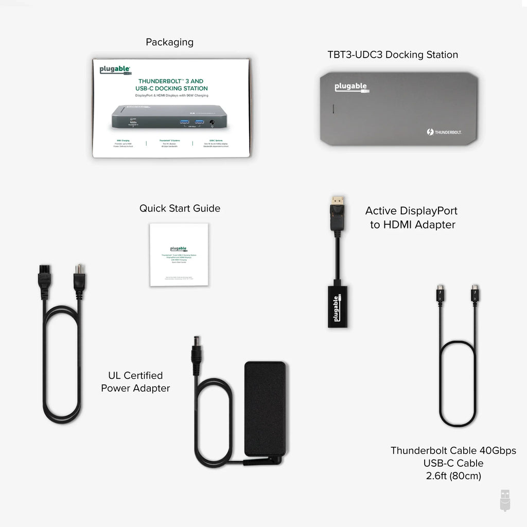 USB-C - 2x Audio and and Compatible USB Plugable Mac HDMI, with DisplayPort Ethernet, Gigabit and Windows Thunderbolt 40Gbps 96W with Jack Charging, 3x Dock 3.0, Laptops, USB-C,