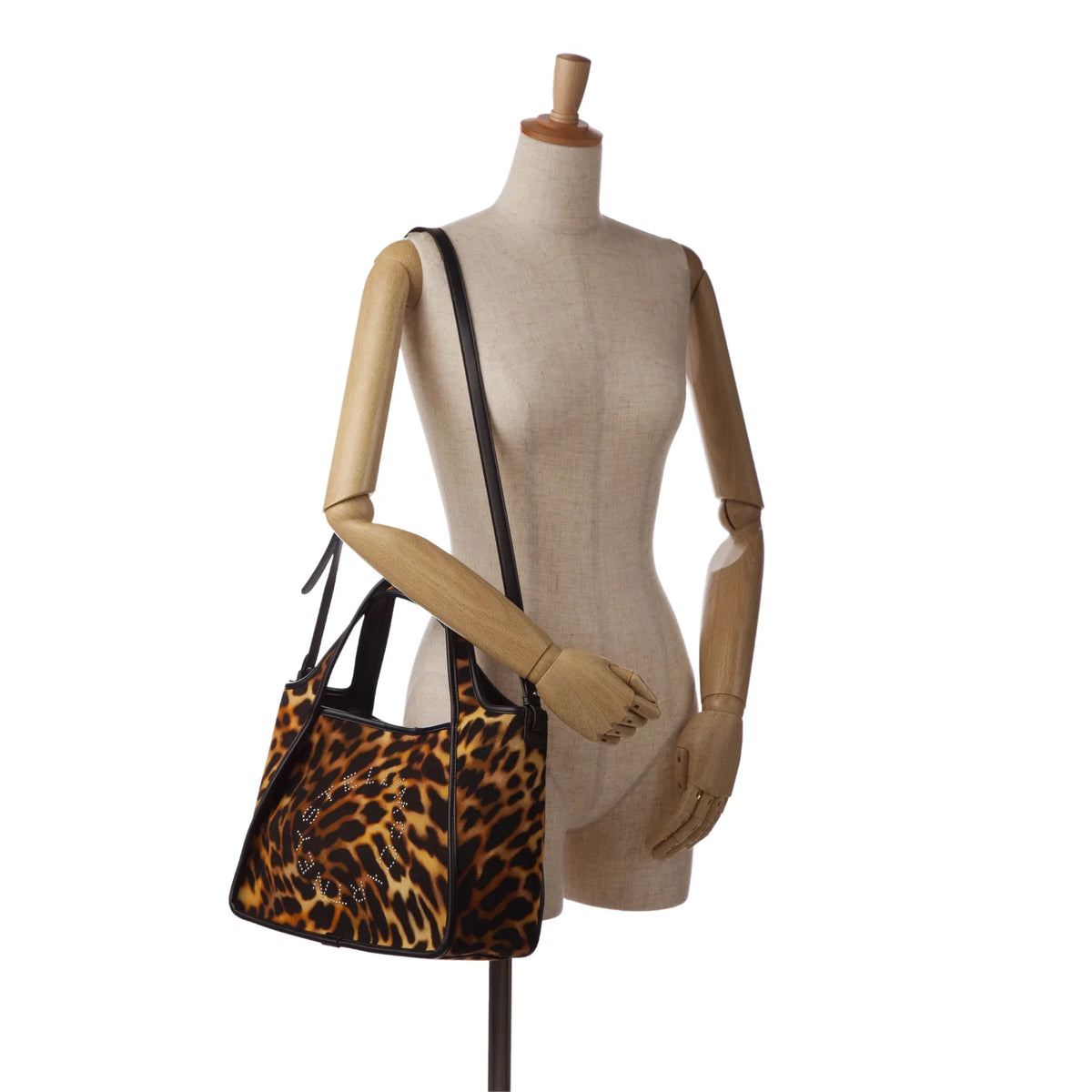 Fabric Logo (Good) Satchel Pre-Owned Unisex Animal Canvas McCartney Stella Print Brown Authenticated