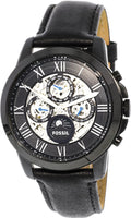 ME3028 Japanese Fashion Leather Black Watch Fossil Men's Grant Automatic