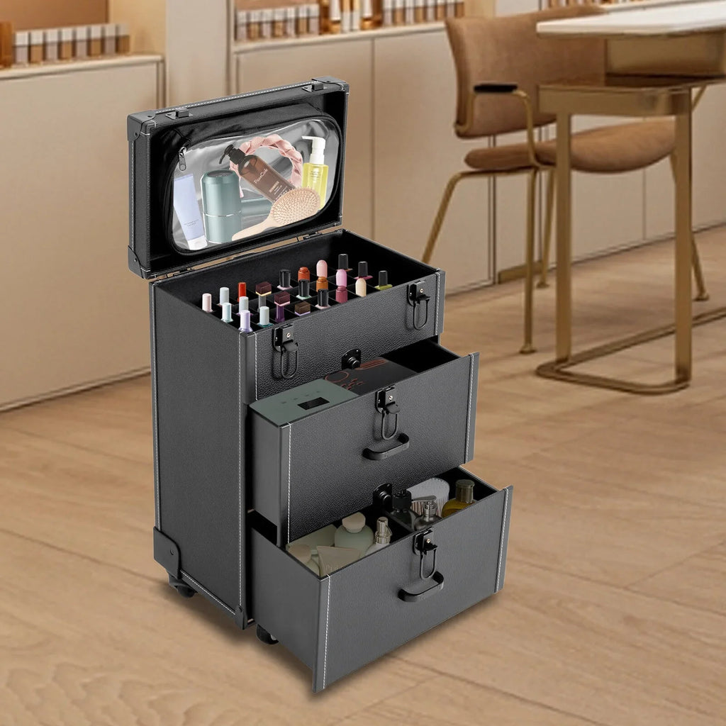 Organizer Miumaeov Rolling Box Nail Cosmetic Professional Storage Luggage Polish Case Trolley Train Makeup