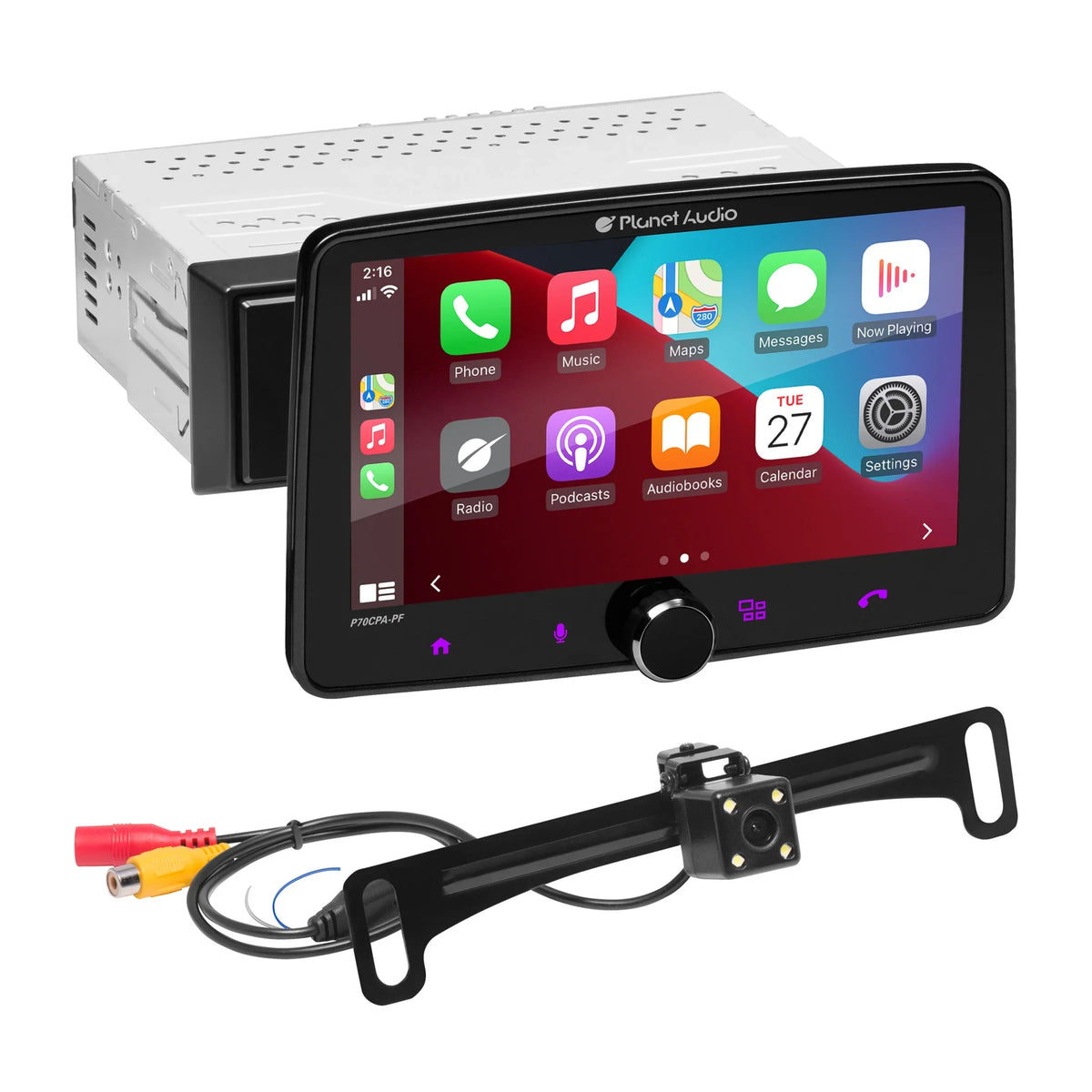 No Planet Audio Stereo - CD P70CPA-PCF Apple Single Android DVD Din, Player, Car Receiver, Inch Backup Auto, 7 CarPlay, Touchscreen, Bluetooth, Camera Radio AM/FM