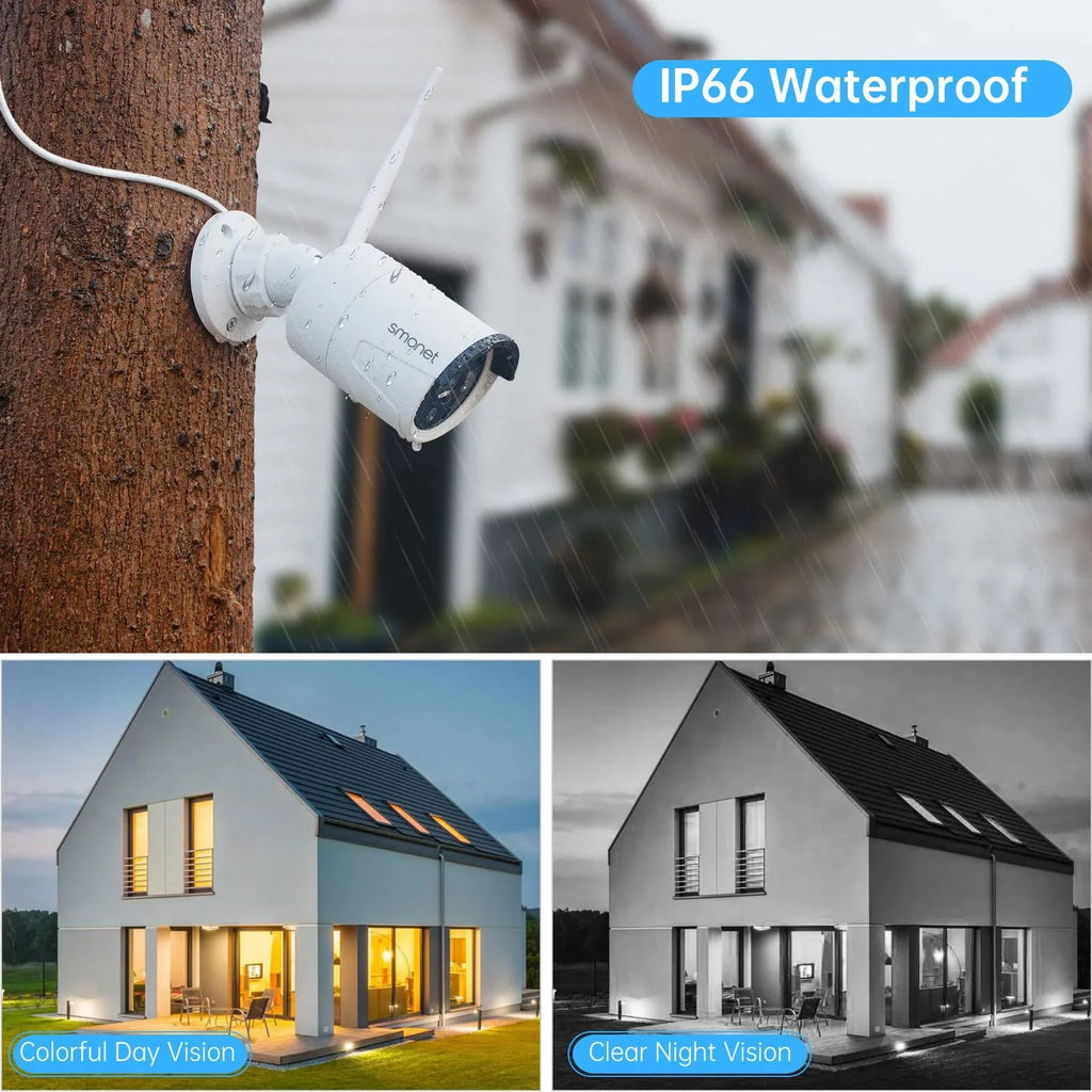 Surveillance 3MP with Vision,AI 8 Detection Camera Wireless NVR Outdoor 4PCS SMONET Indoor No Security Cameras,P2P Channel Systems System,Night Audio Human WiFi Hard Camera CCTV CCTV Kits, Drive,