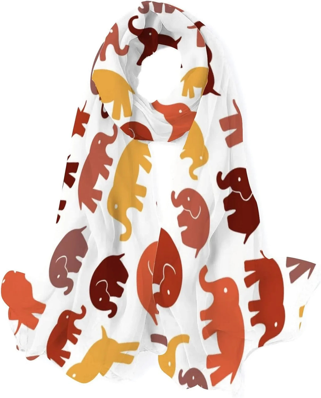 Girls Hyjoy Cute Wrap Silk Long Scarf Scarves Elephants Shawl Neck Lightweight On Women for White