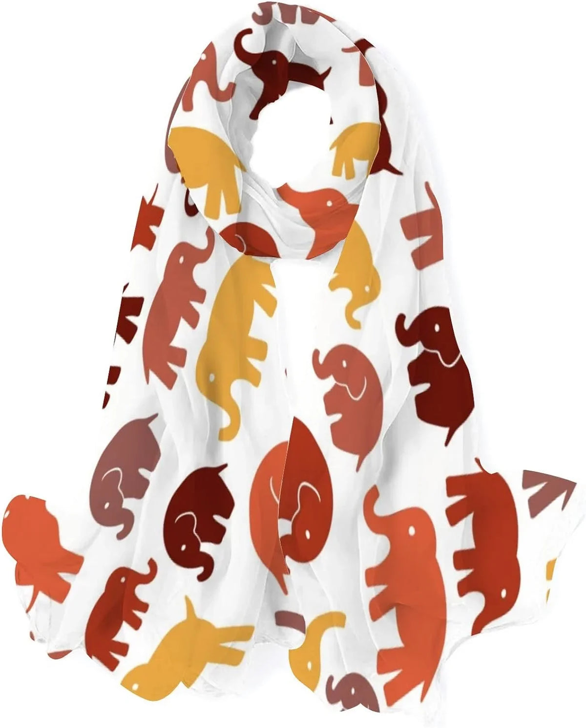 Girls Hyjoy Cute Wrap Silk Long Scarf Scarves Elephants Shawl Neck Lightweight On Women for White