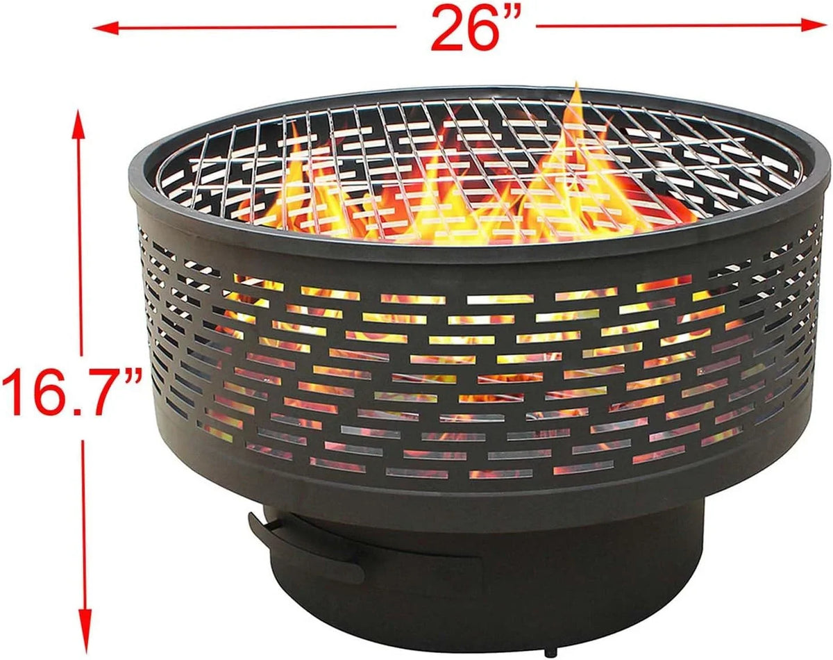 Portable Wood Firepit, Fire Outdoor UPYOOE Outside Yard Table for Pit Pits, Fireplace Burning Garden Portable Outdoor Lightweight Fire with Bonfire Pit, Wood Fire 26" Cover, Camping Wood Backyard