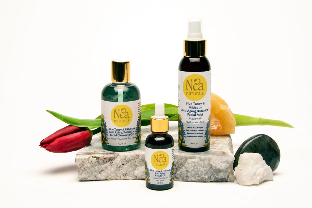 Naturals - Piece Set Blue 3 Blue Beauty Tansy Oil, Tansy Blue Cleansing Tansy Mist Nea Oil &