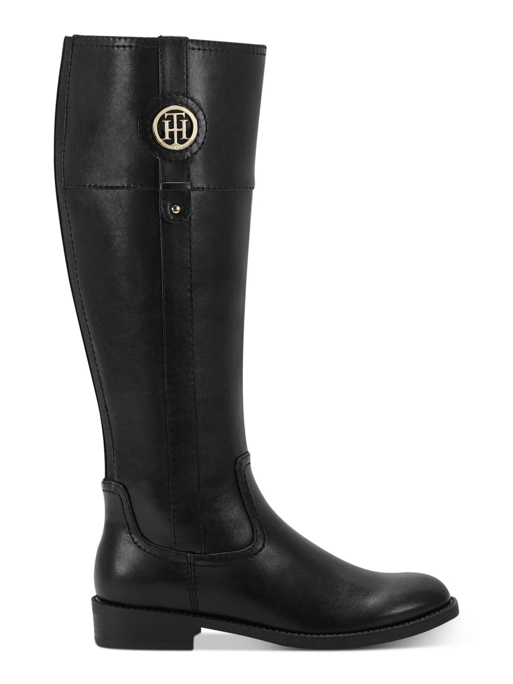 M Zip-Up Heel TOMMY Boot Block HILFIGER Padded 7 Imina Flex Gore Black Riding Logo Womens WC