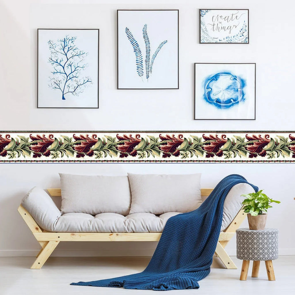 Border Red Un-pasted Green, - L 15' Twist W x 6.7" Designer TRIMZ - Laurel Wallpaper