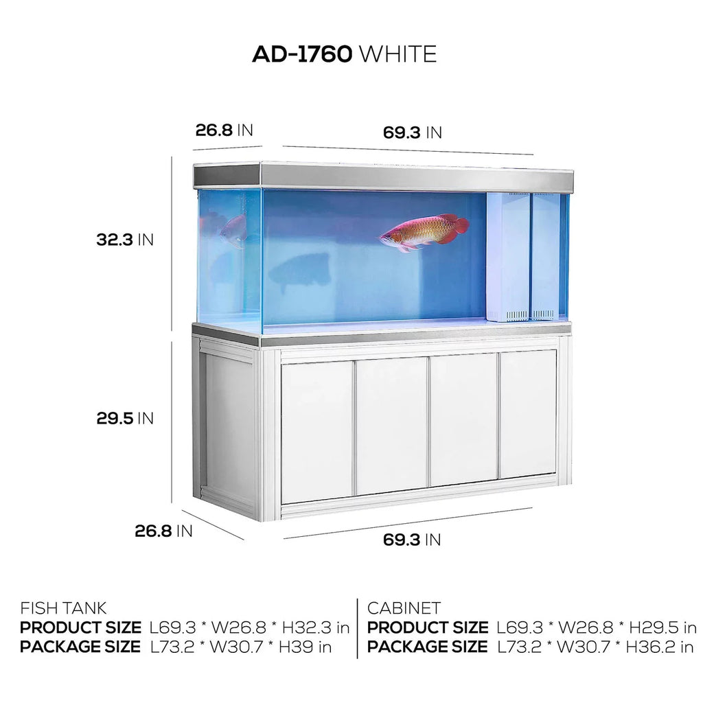 All-in-one White Aquarium Gallon Tempered and 235 Aqua Dream Silver Glass