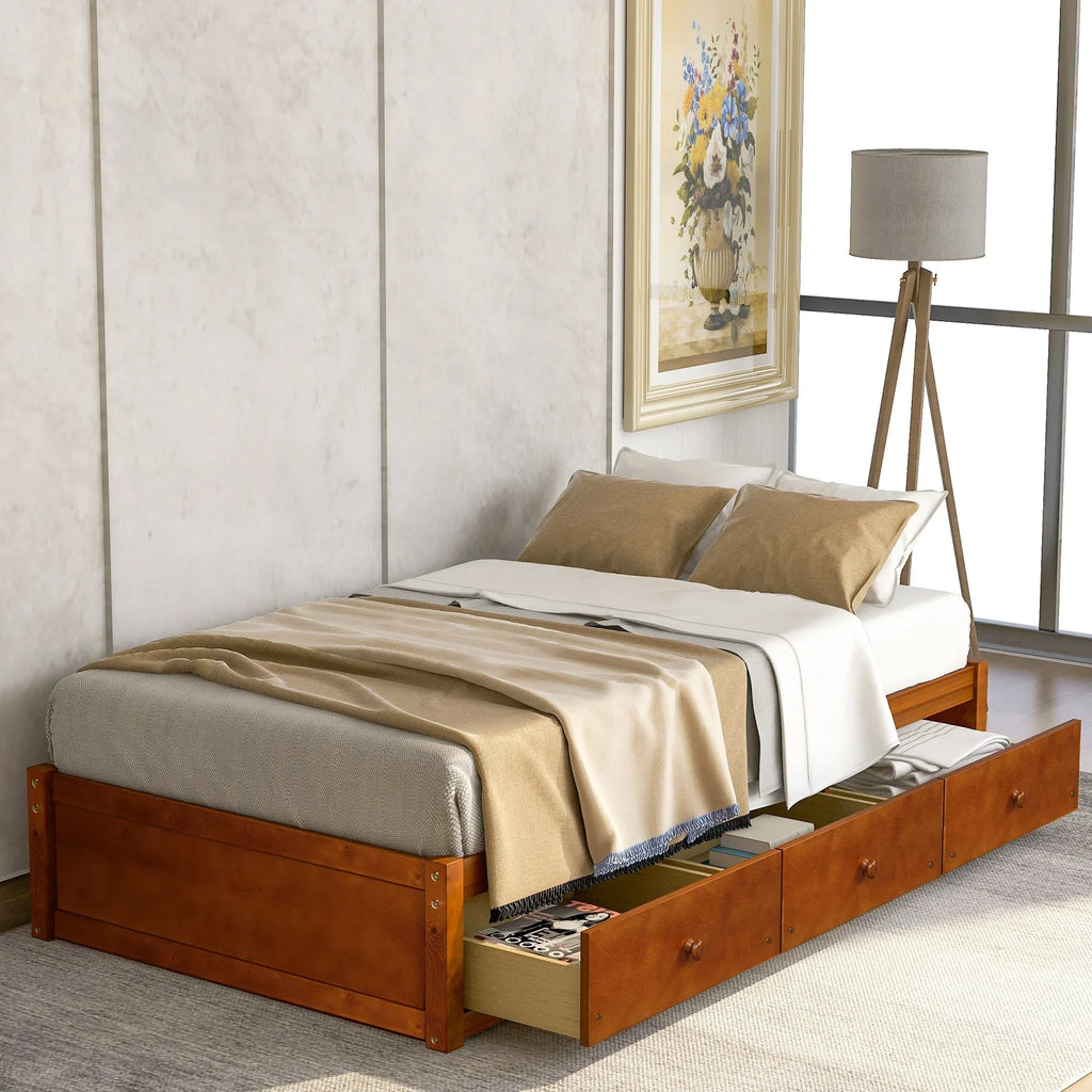 Twin Oris - Bed Size Oak Wooden Platform