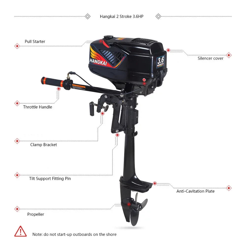 Motor Shaft Stroke Short Boat Motor Engine Cooling 2 Outboard Fishng Water 3.6HP TOOL1SHOoo
