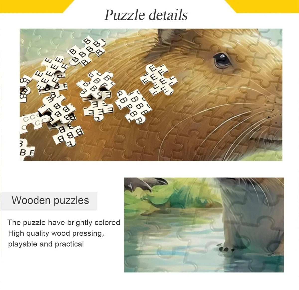 Exercise for Kids Brain Material 1000 PCS Wood Paper Game Gift Family Zigsaw Puzzle, Composite Bag, Parents Puzzle Jigsaw Fun for Adults, with Family Friends Storage Challenging Capybara