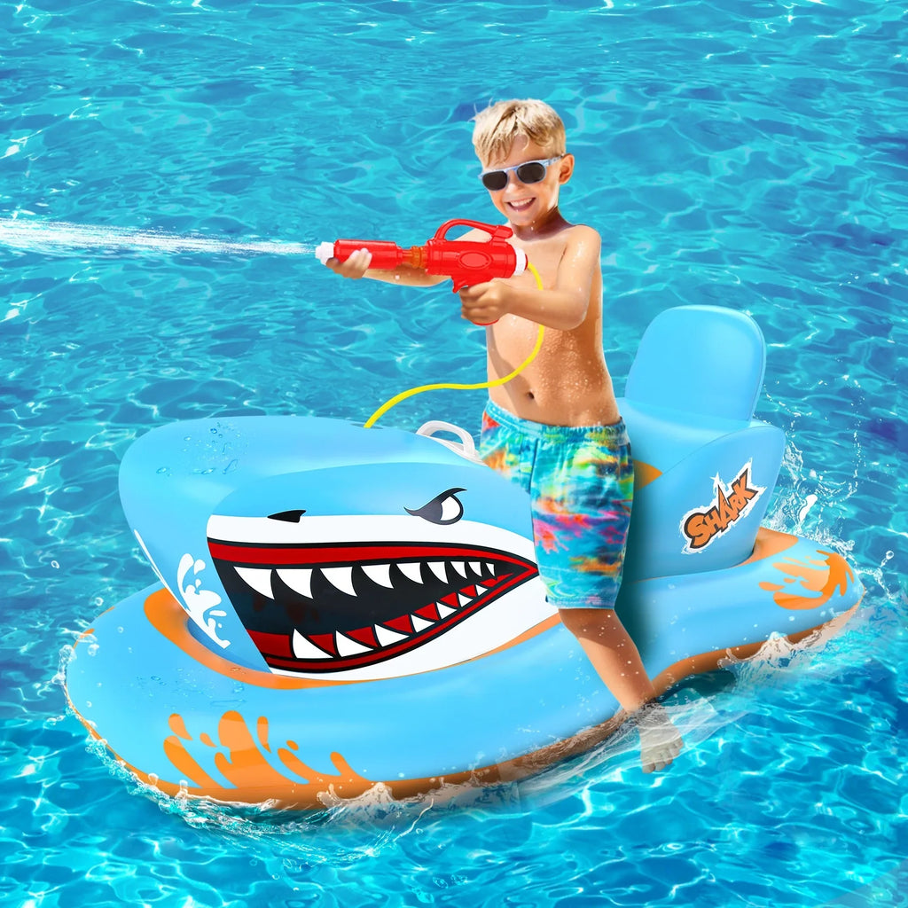 Waterpistol Kid Kids,Shark Girls Boys Pool for Ride-on 3-12 Game Pool Toys Floats Pool Age with for