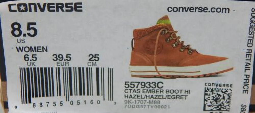 CTAS 39.5 Top Shoes 8.5 Size Hazel EU Hi Converse M Ember Boot Women's 557933C