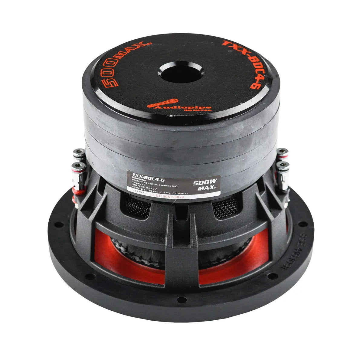 TXXBDC46 Watt Stack Subwoofer 500 Car AudioPipe Quad Inch Audio System 6.5