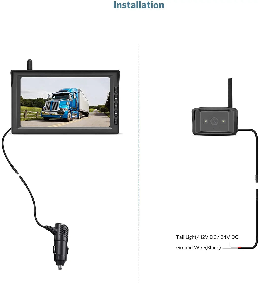 Waterproof Camera up RV Systems Truck/Trailer Pickup/Van Vision Monitor with Camera Support Cameras, Boscam Back HD Night Backup for 2 7" Wireless Split Reverse Screen, (K10) IR Camera