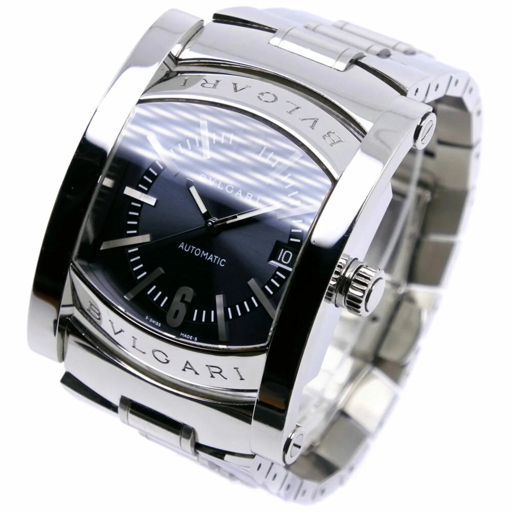 AA48S Ashoma Stainless Pre-Owned Watch Bvlgari Navy (Good) Silver Steel Men's Automatic Dial