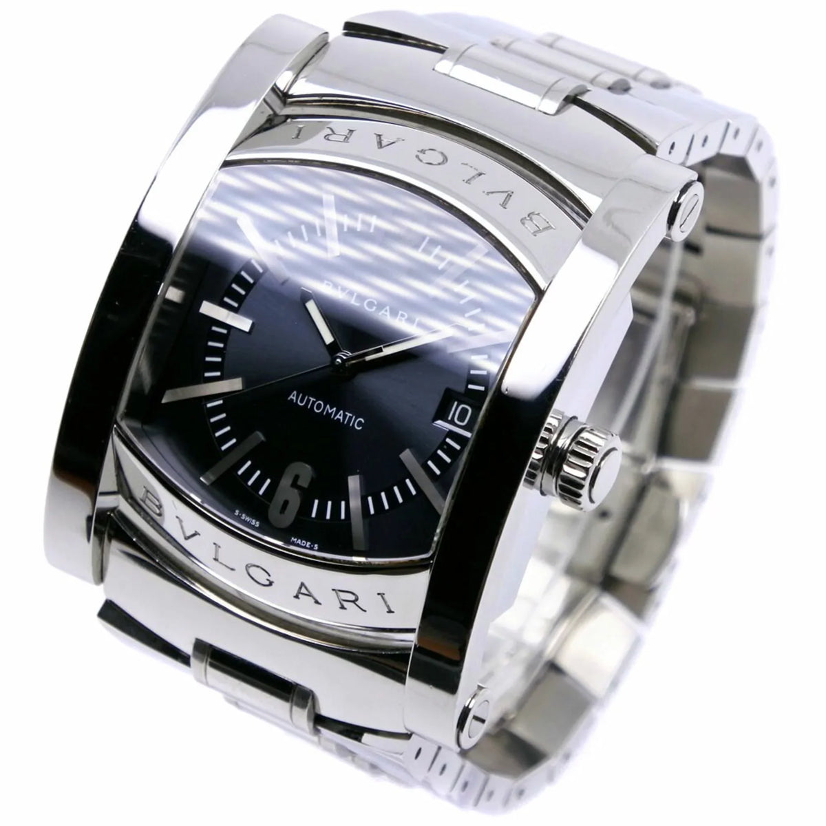 AA48S Ashoma Stainless Pre-Owned Watch Bvlgari Navy (Good) Silver Steel Men's Automatic Dial