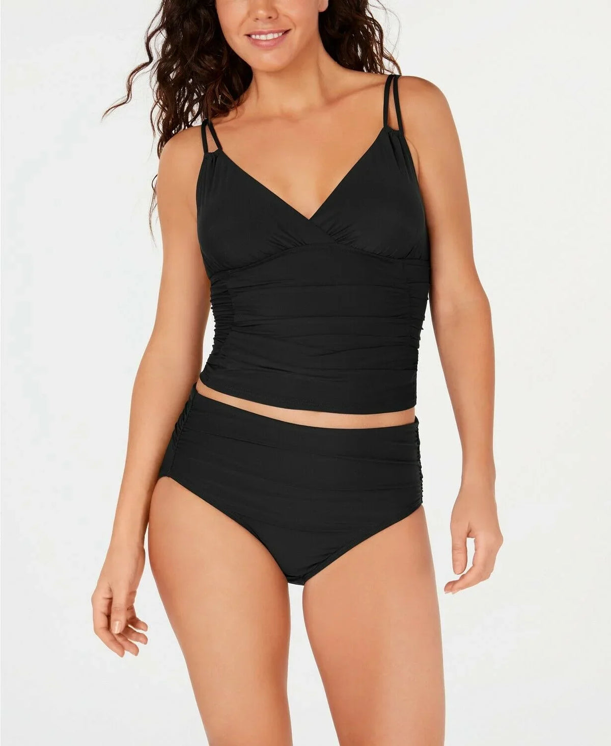 Ruched BLACK Calvin Klein Top, Tankini X-Small Swim US