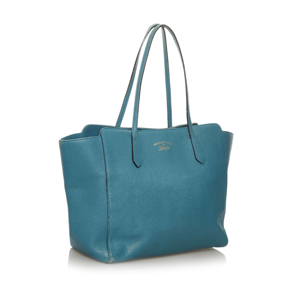Swing Tote Blue Calf Women Bag Authenticated Leather Pre-Owned Medium (Good) Gucci