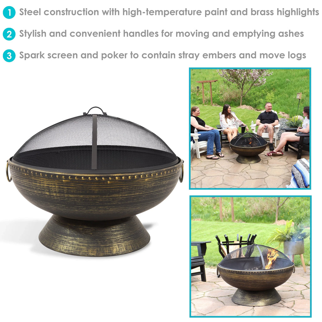 Royal Fire Spark Sunnydaze Steel with Poker and Outdoor Pit Screen 30"