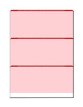 8-1/2" Background w Checks, Paper, PACK 100 Red Complex SHEETS 12 - High-Security 3-Up 11", OF Microperfed Security x Check Pattern, Zapco Features with