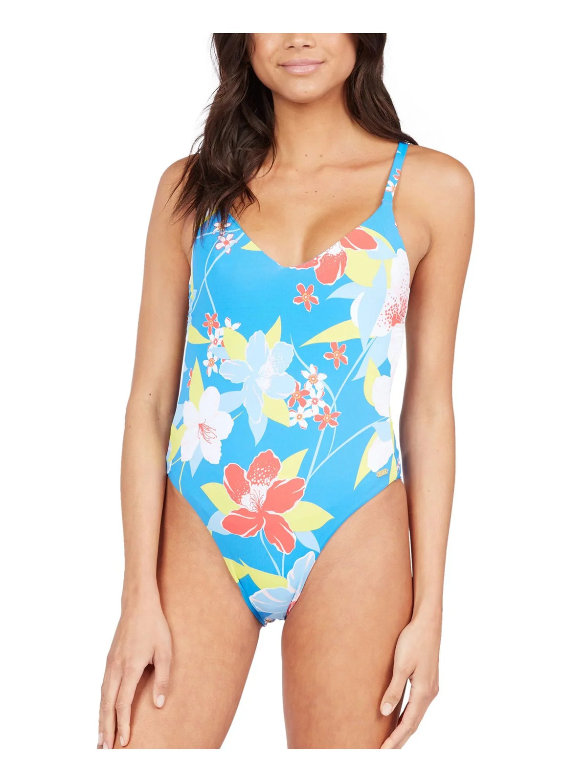 One Neck Blue V Tie Just Shines Deep M ROXY Swimsuit Cups Women's Floral Piece Removable She