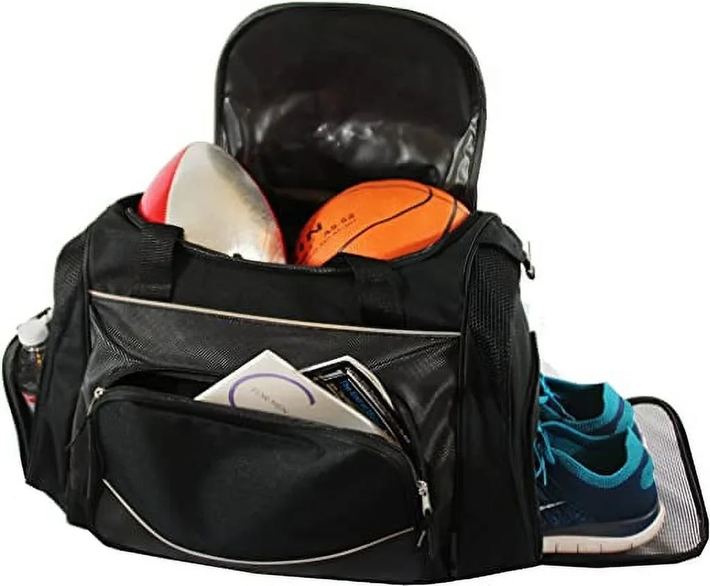 Xtitix Bag with Poly Duffel Shoe Travel Golfer Luxury Sport Gym Storage, Black