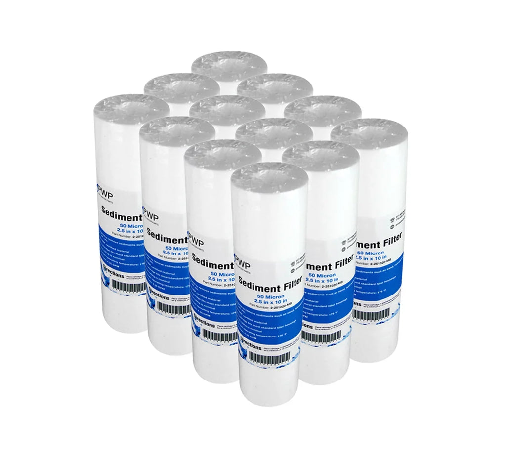 Sediment Blown Pack Micron 10x2.5" Standard Melt Filters 50 12 Water