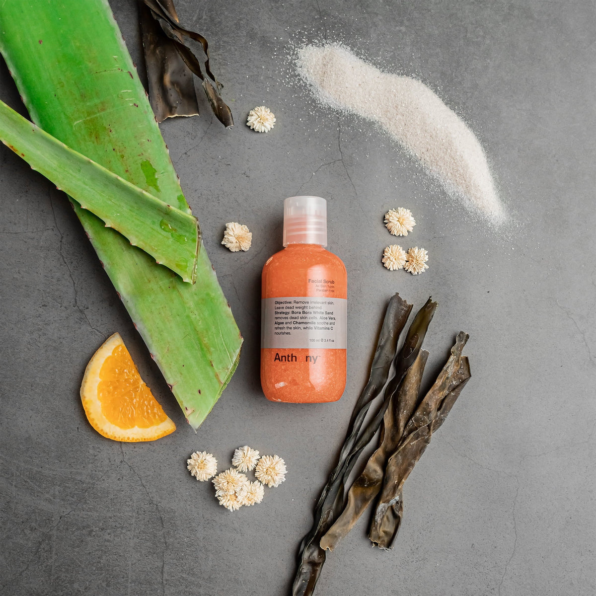 Vitamin Oz, Anthony Scrub, Refreshes Skin Cells Aloe C, and Protects, Dead 2 of Removes Contains Pack Algae, Vera, 3.4 Chamomile, Soothes, Facial Fl Sand,