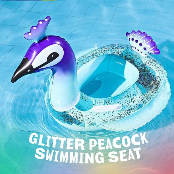Beach Fun Inches Raft 48 Inflatable Peacock Water Swimming Pool Decorative Lounge Valves Party with Ionale for Summer Kids Glitter Fast Designed Toys Game