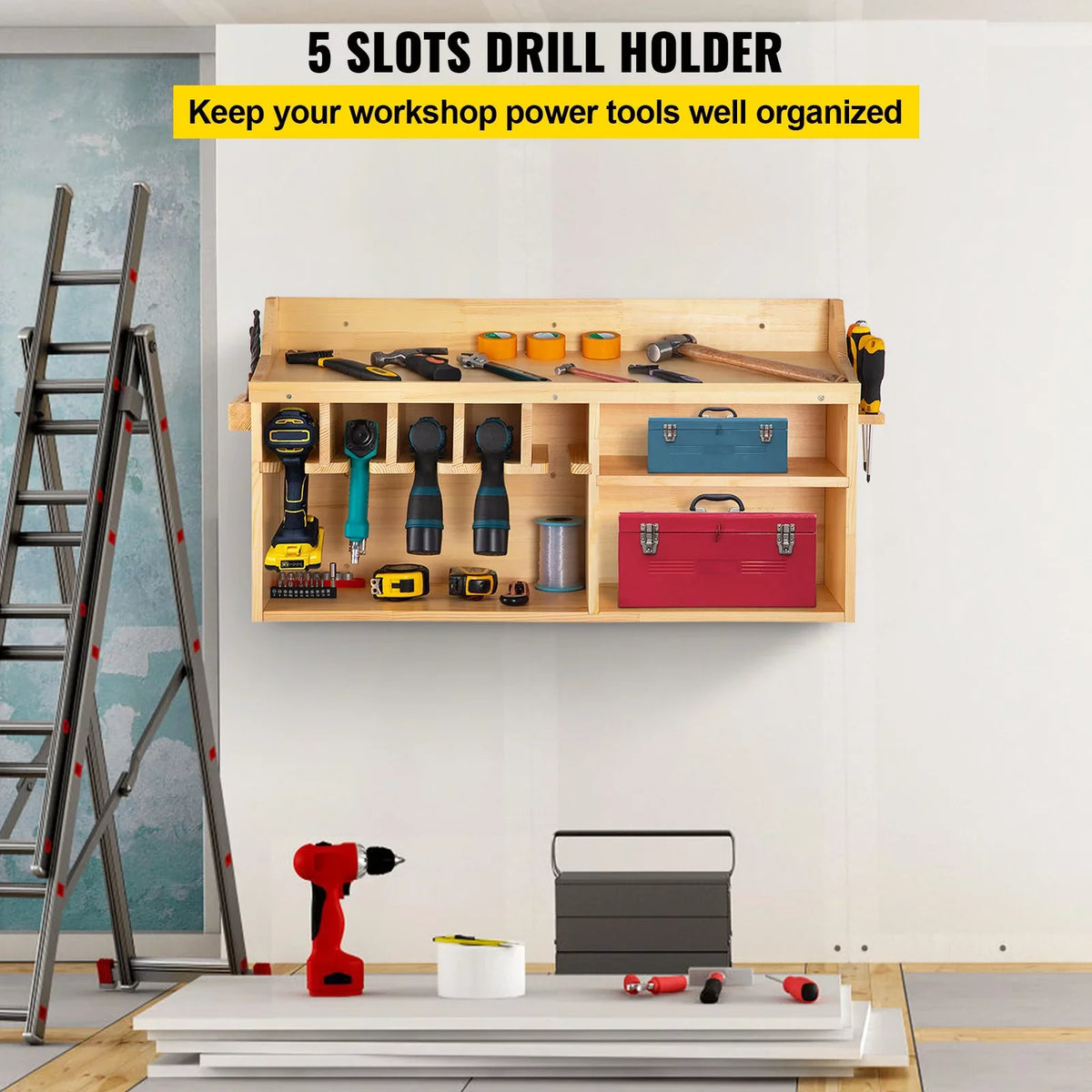 Power BENTISM Slots Holder Wall Wall Mounted Tool 4-shelf Organizer Drill 5 Tool