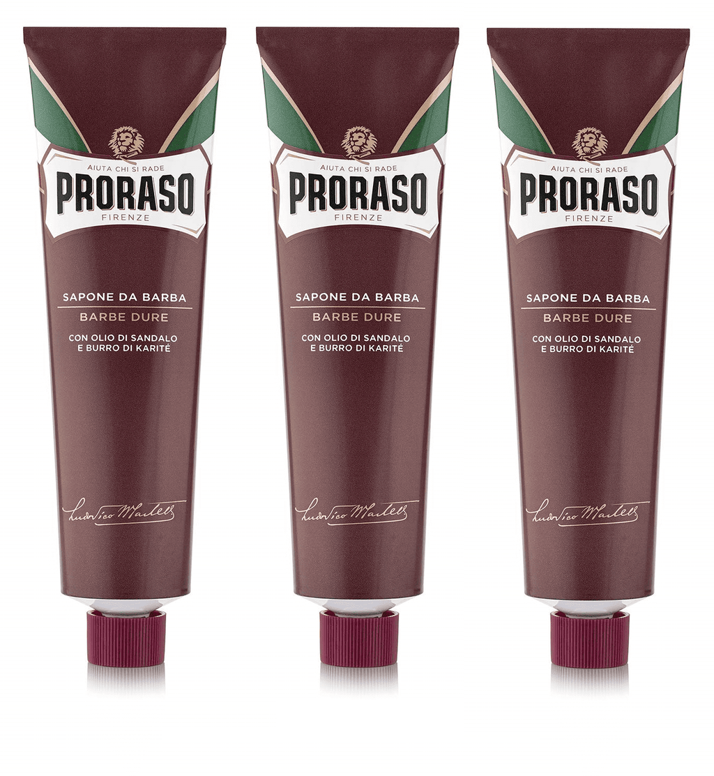 in Sapone Pack Coarse Beard Butter 150ml RED Proraso Shaving - tube Da Sandalwood 3 Shea Cream for Barba Soap