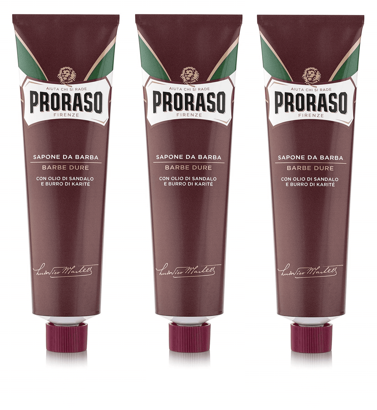 in Sapone Pack Coarse Beard Butter 150ml RED Proraso Shaving - tube Da Sandalwood 3 Shea Cream for Barba Soap
