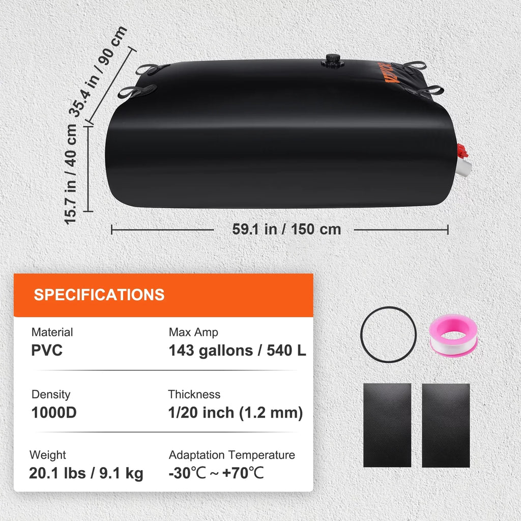 Bladder Storage Bag,143 Tank Gallon Bladder Storage Water Including and Portable Kit,Water Spigots Water Rainwater Overflow Large PVC Capacity Water BENTISM Containers,1000D
