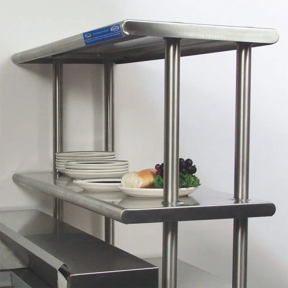 Prep | Shelves | Work Metal Overshelf Kitchen Table Tier Table Wide 12" With Two Steel 30" & Shelving 60" Combo x Double Stainless