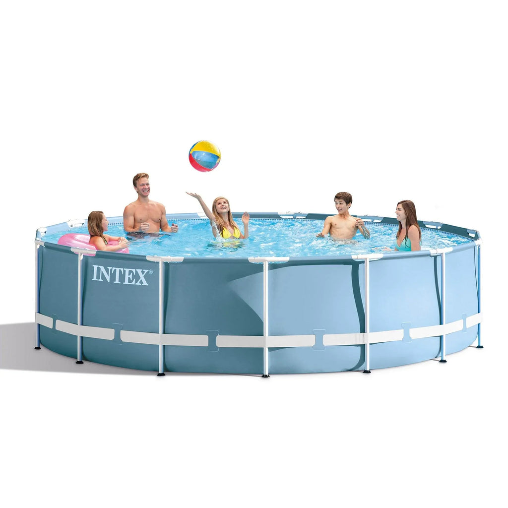 15 x Pump with Intex 48 Feet Ladder, Frame Prism & Pool Inches (Used) Cover, Set