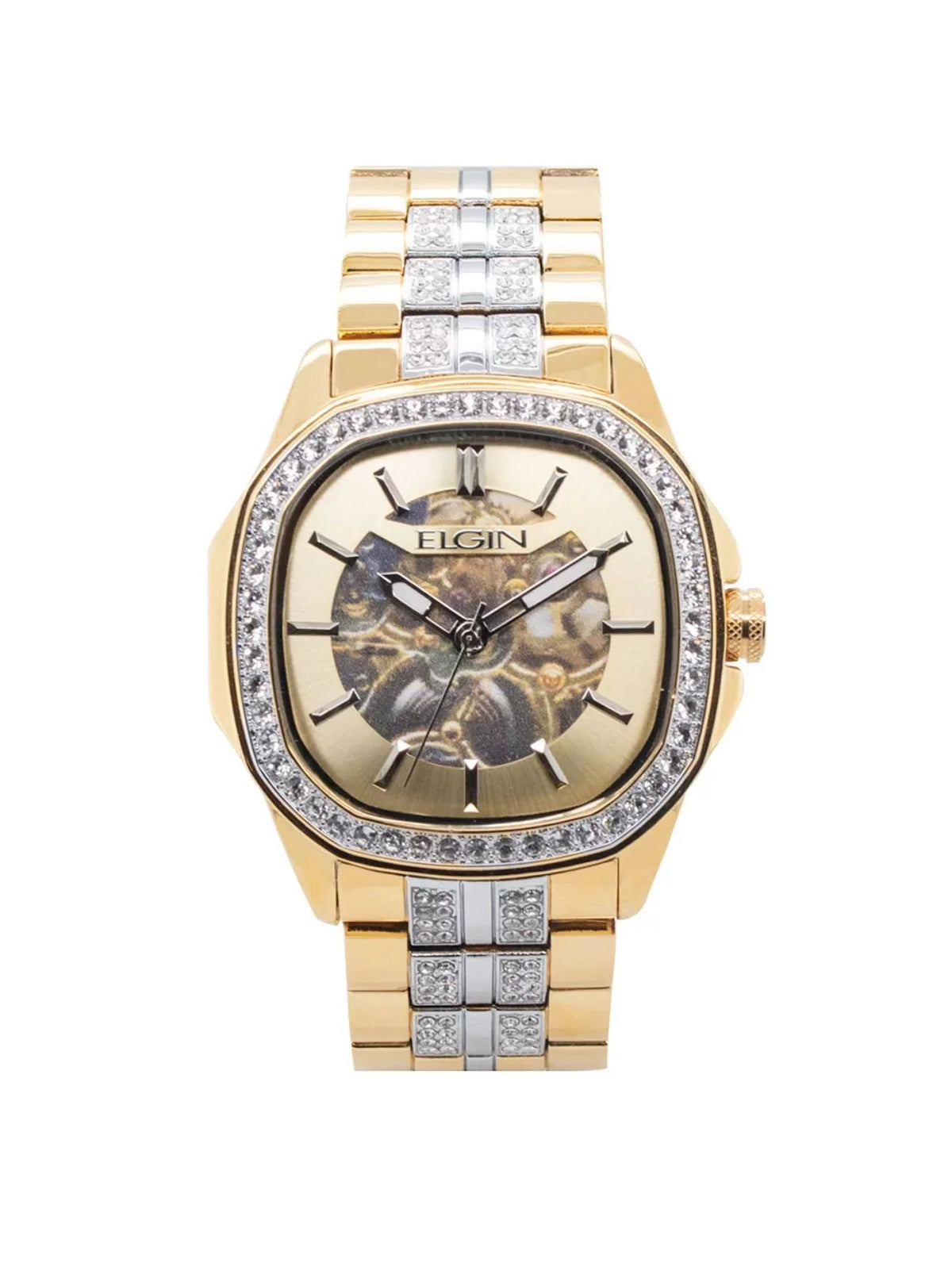 with Czech Case Male Gold Elgin (FG180018) and Watch in Allow with Stones Bezel Adult Brass
