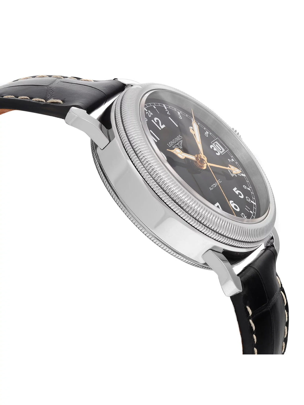 Avigation Steel New L2.778.4.53.2 GMT Watch Heritage Automatic Longines Black