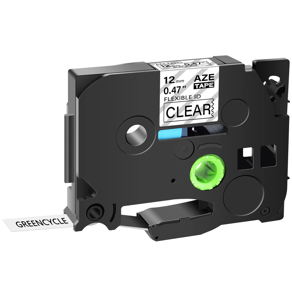 TZe for Label TZ Wire TZe-131 40PK Tape P-touch Compatible Clear x GREENCYCLE 8m on Black Flexible 12mm ID TZ-131 TZ-FX131 TZe-FX131 Cable Brother