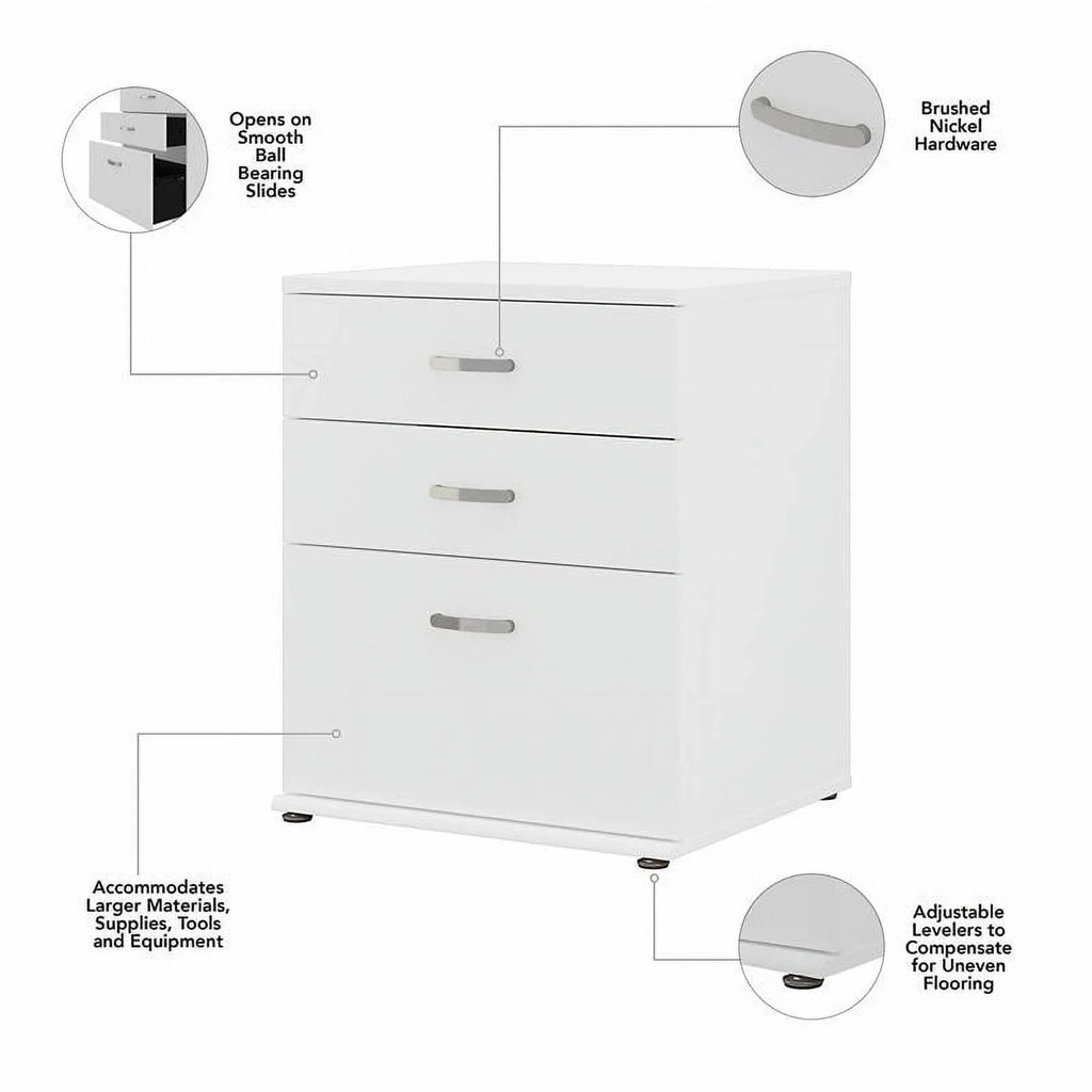 Wood in - Storage Engineered with Garage Row Drawers Cabinet White Pemberly