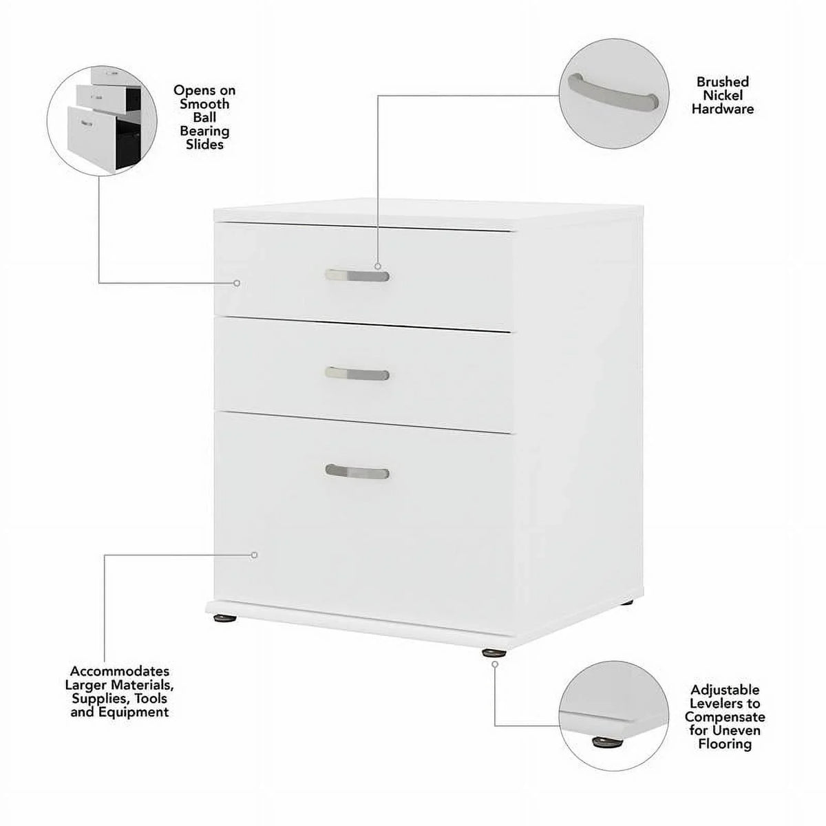 Wood in - Storage Engineered with Garage Row Drawers Cabinet White Pemberly