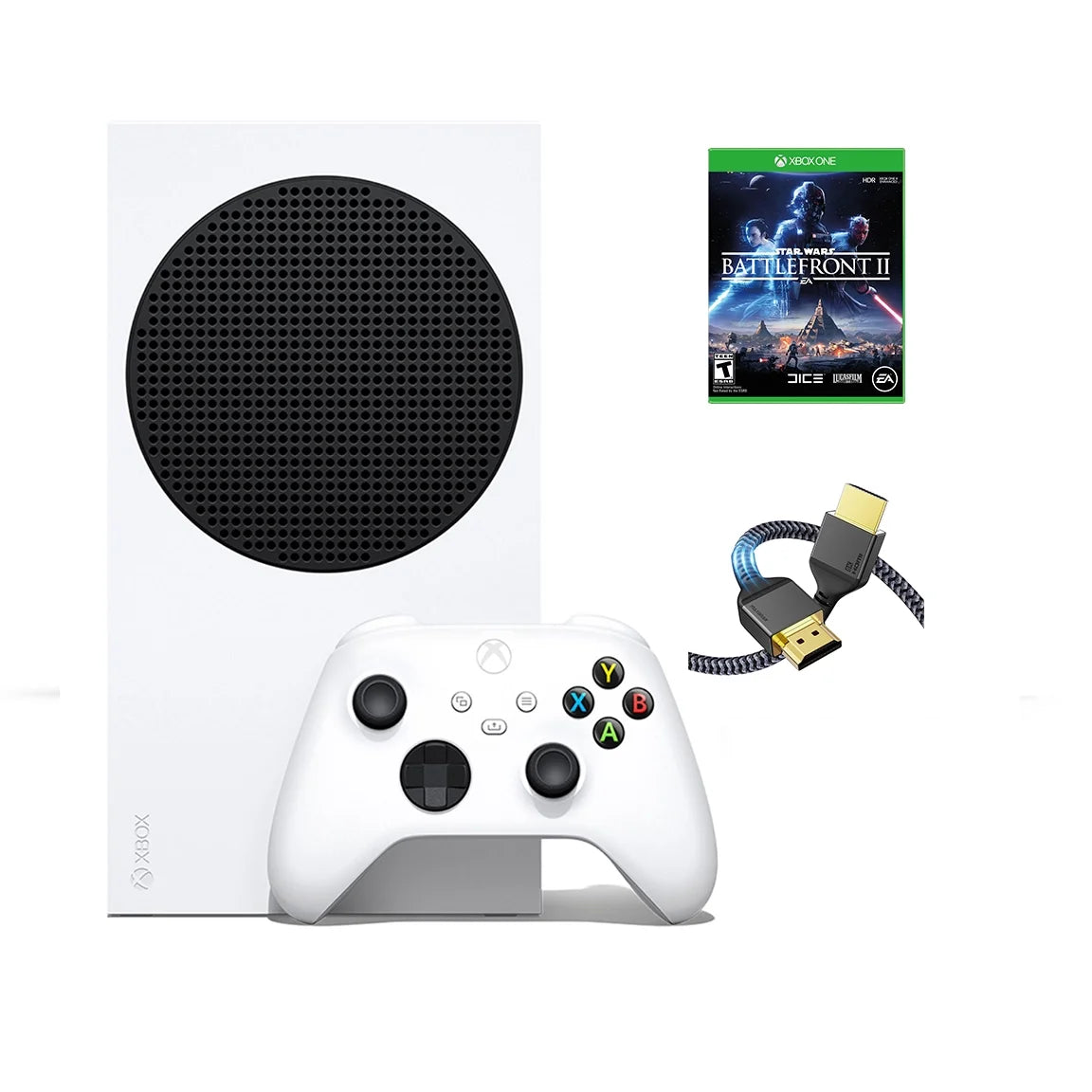 Wireless Edition-Microsoft Speed Full Wars Star SUPERE 512GB 2023 White High II Game and SSD– Battlefront Xbox-Series-S Newest HDMI Cable with Controller