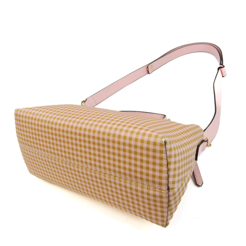 Pre-Owned Handbag,Shoulder Bag Plaid Women's Way Fendi By 8BL146 Pink,Yellow (Good) Beige,Light Gingham Leather The