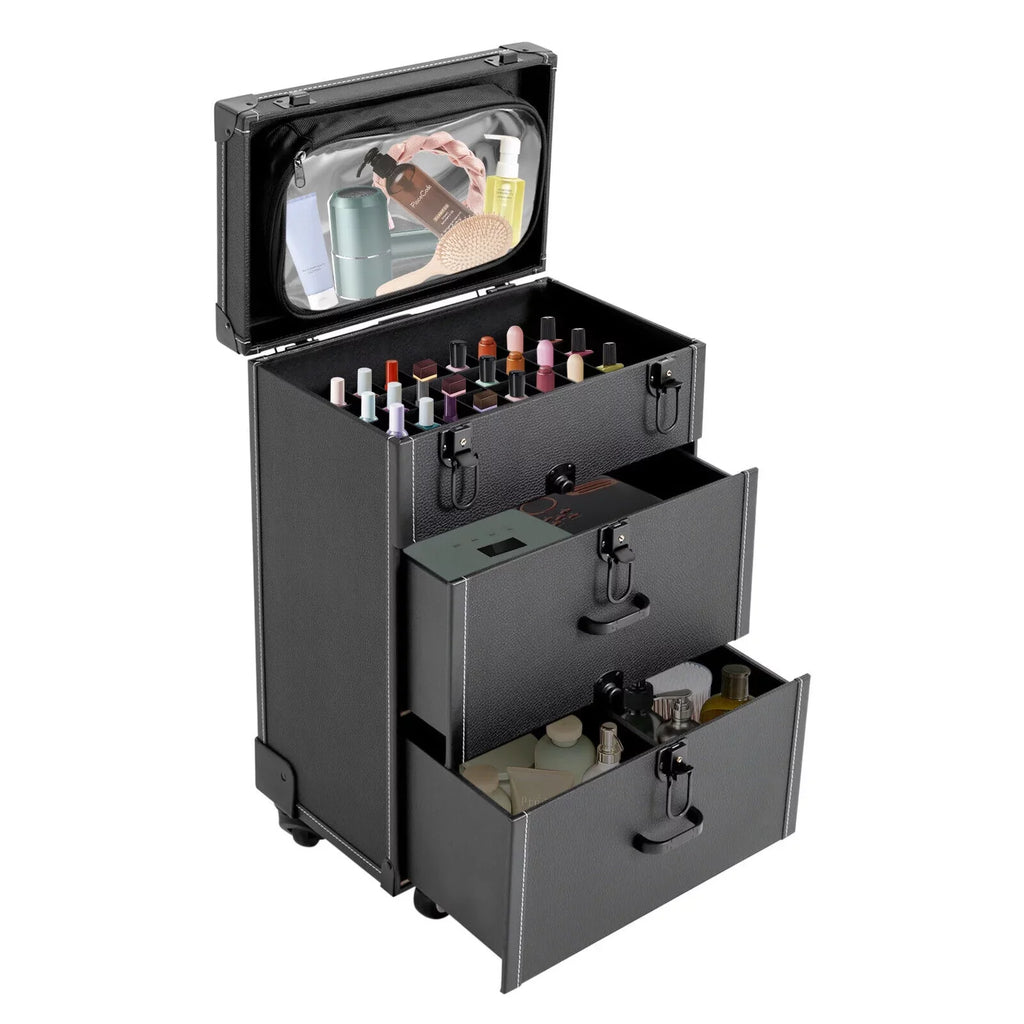 Organizer Miumaeov Rolling Box Nail Cosmetic Professional Storage Luggage Polish Case Trolley Train Makeup