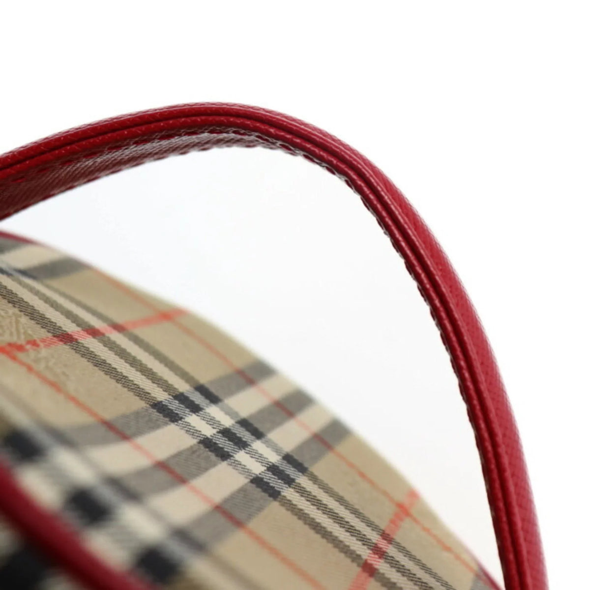 Pre-Owned Haymarket Beige Accessory Case Vanity Canvas Handbag (Good) Burberrys Red Plaid Burberry Leather
