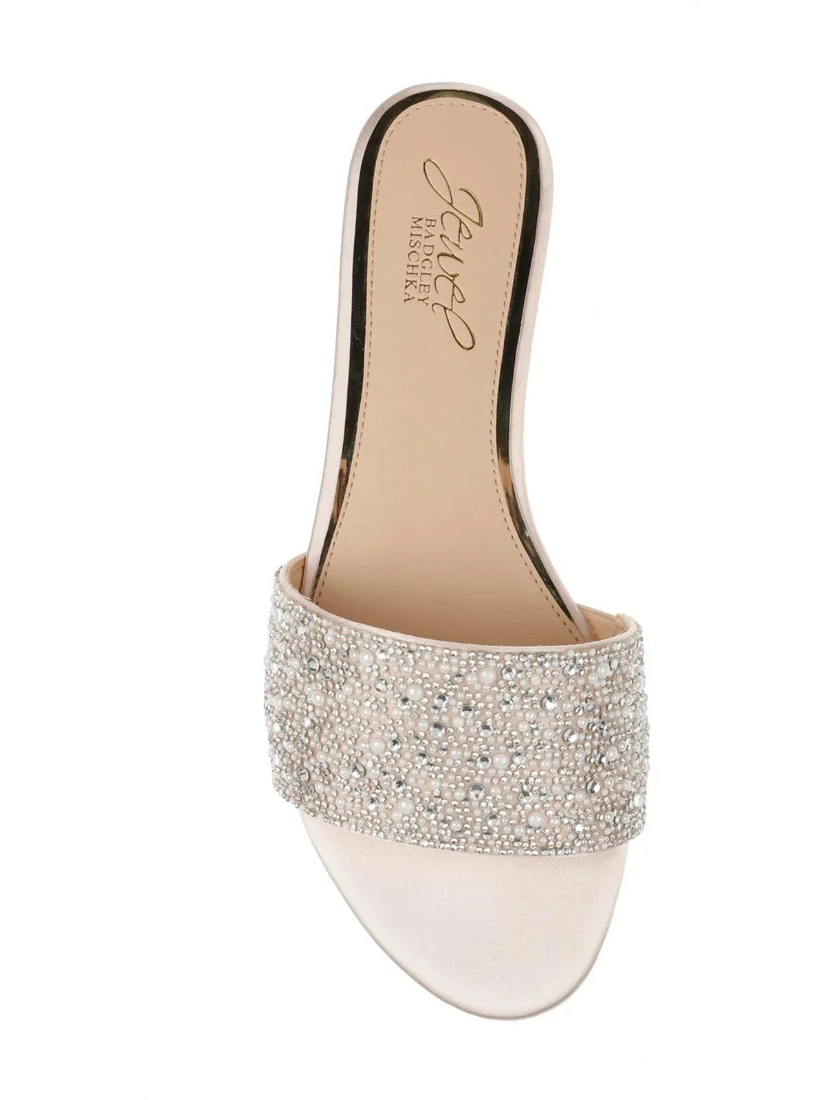 Embellished Jewel Womens Badgley Slide Satin Delaney Sandals Mischka