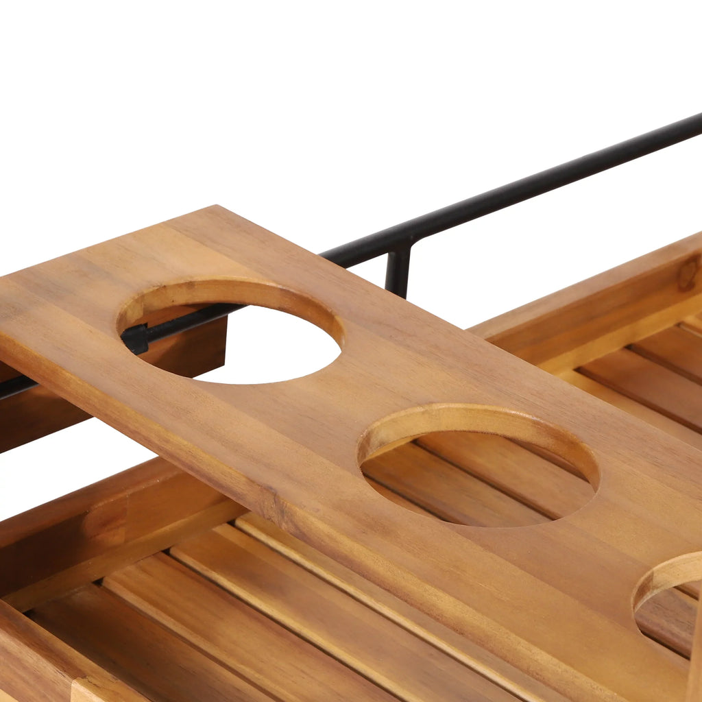 and Bottle with Bar Cart Bonneau GDF Studio 2 Holders, Teak Acacia Tiered Outdoor Black Wood