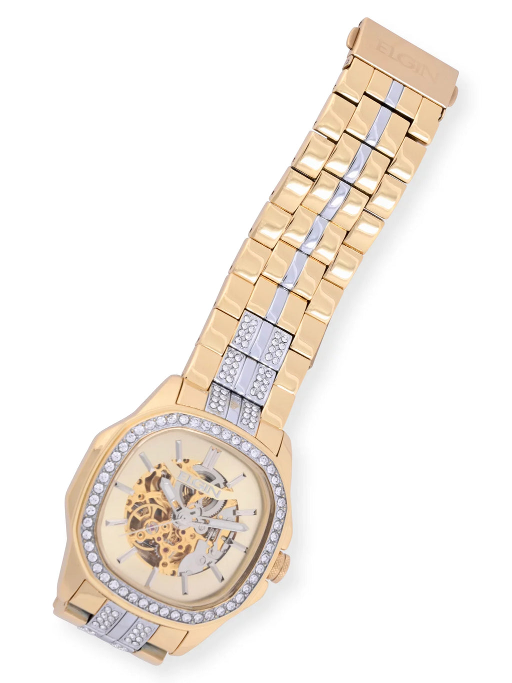 with Czech Case Male Gold Elgin (FG180018) and Watch in Allow with Stones Bezel Adult Brass