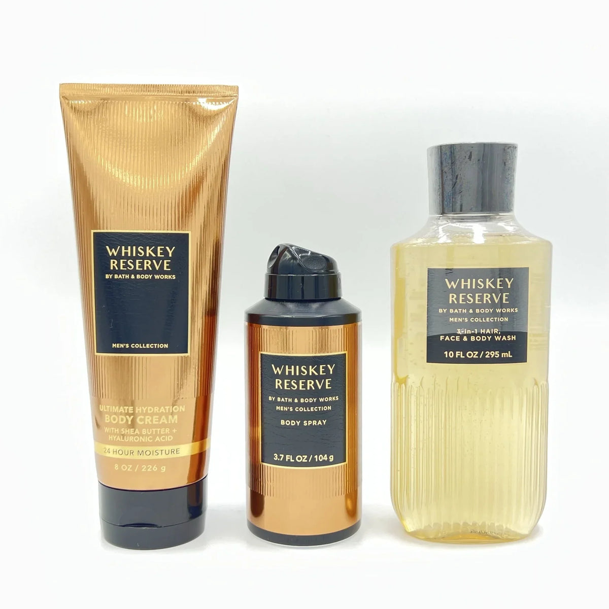 Cream, Men's Body and 3-Piece Body and Gel Body Spray Shower Reserve Whiskey Bath Works Bundle